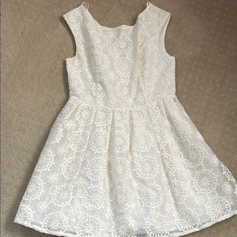 Elegant Cream Floral Kids Dress